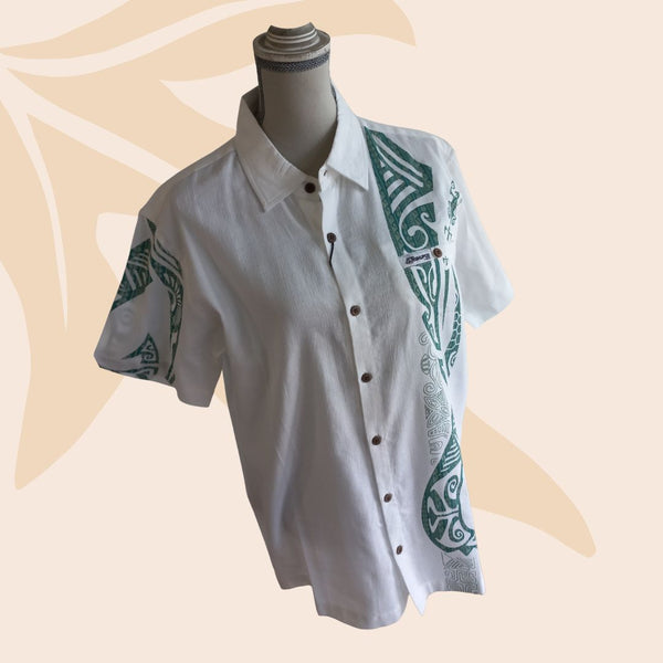 Chemise Tribal To'o motif vert - Marque Teahupoo